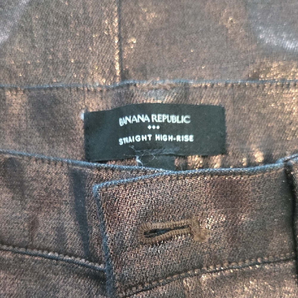 Banana Republic Straight High Rise Metallic Pants - Picture 6 of 10